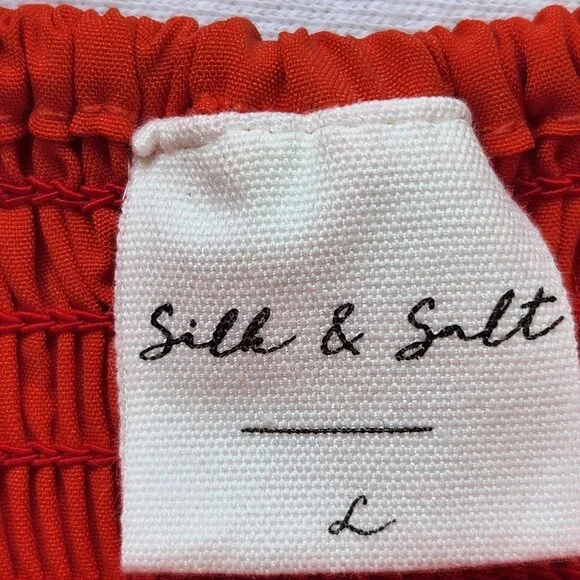 Silk & Salt Smocked Tiered Orange Maxi Dress Flowy Lightweight Summer Boho Cute - Picture 8 of 11